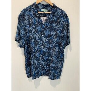 NEW MIO MARINO Hawaiian Shirt Mens 4XL Blue And Black Floral‎ Short Sleeves